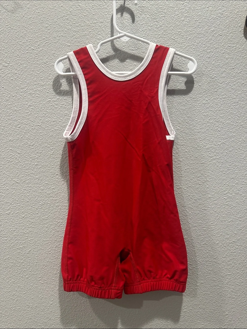 Red Kids Athletic Wrestling Singlet with White Trim